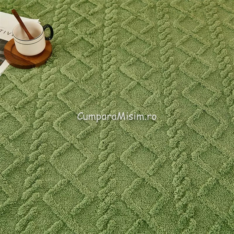 Cearsaf cu elastic COCOLINO, 180x200x25cm, 2 fete de perne, Jojo Home, model Tricotat, Verde - 4 | YEO