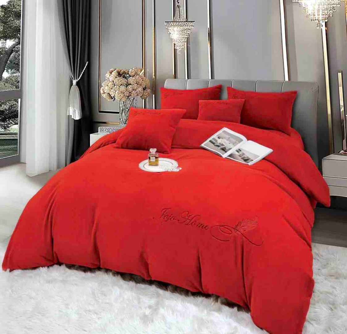 Lenjerie de pat, Soft Touch, Jojo Home, cu Blanita Short Hair, Rabbit, 200x230 cm, 6 piese, Rosu - 2 | YEO