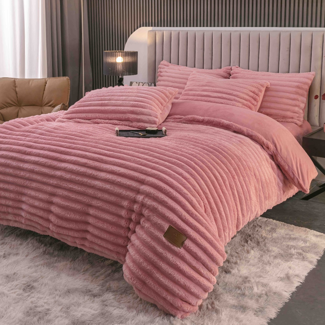 Lenjerie Deluxe, Jojo Home, 4 Piese, Blanita Shorthair si CoCoLiNo, cu Elastic Perimetral, Roz - 1 | YEO