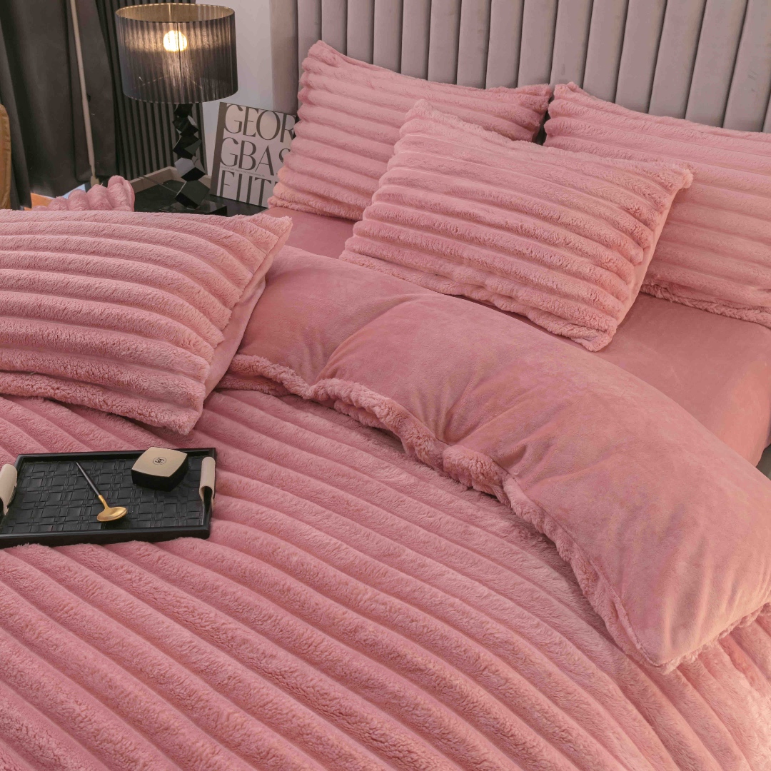Lenjerie Deluxe, Jojo Home, 4 Piese, Blanita Shorthair si CoCoLiNo, cu Elastic Perimetral, Roz - 2 | YEO