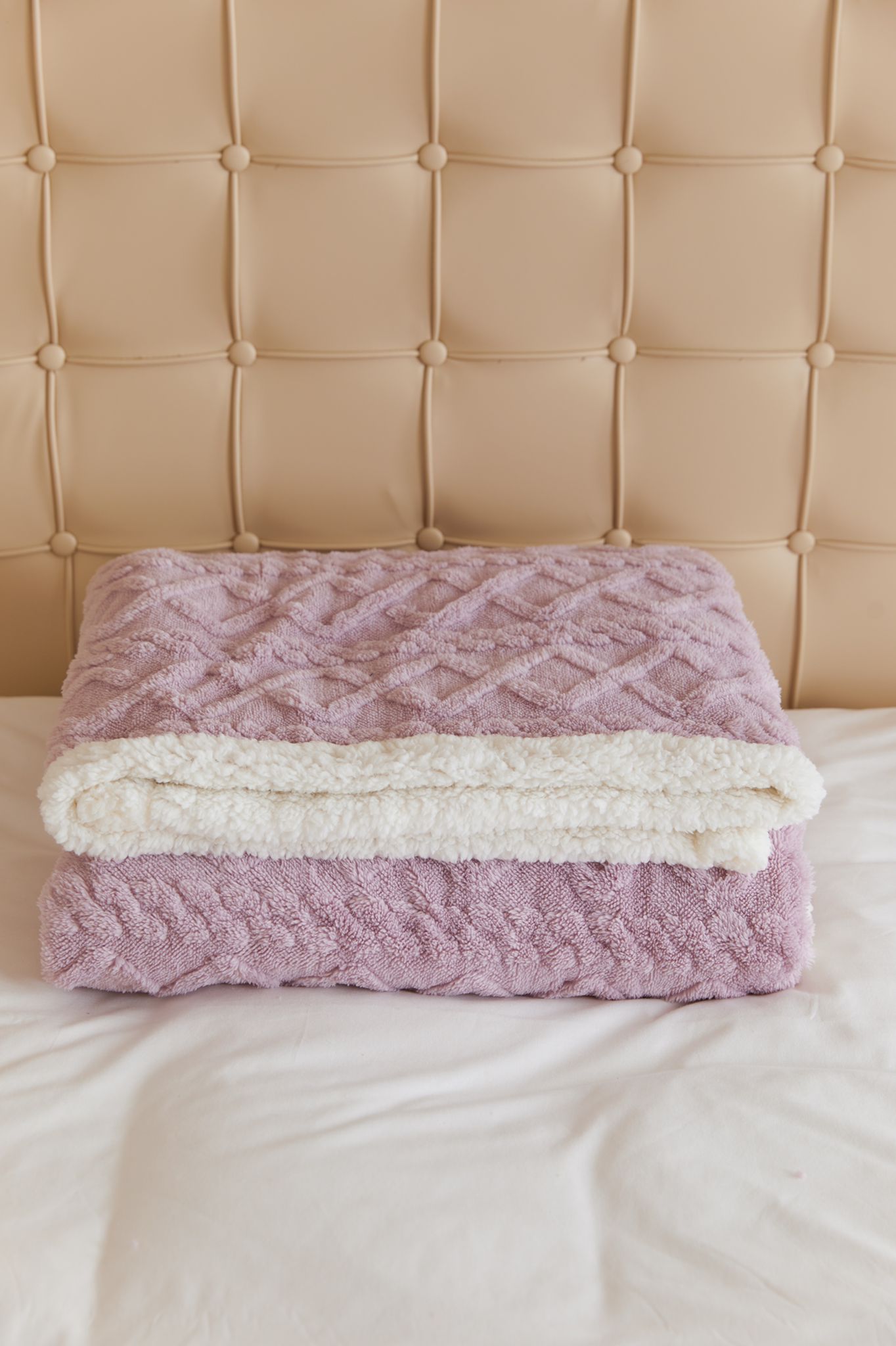 Patura CoCoLiNo tip Tricotaj cu blanita, 200x230cm, Jojo Home, Lila - 3 | YEO