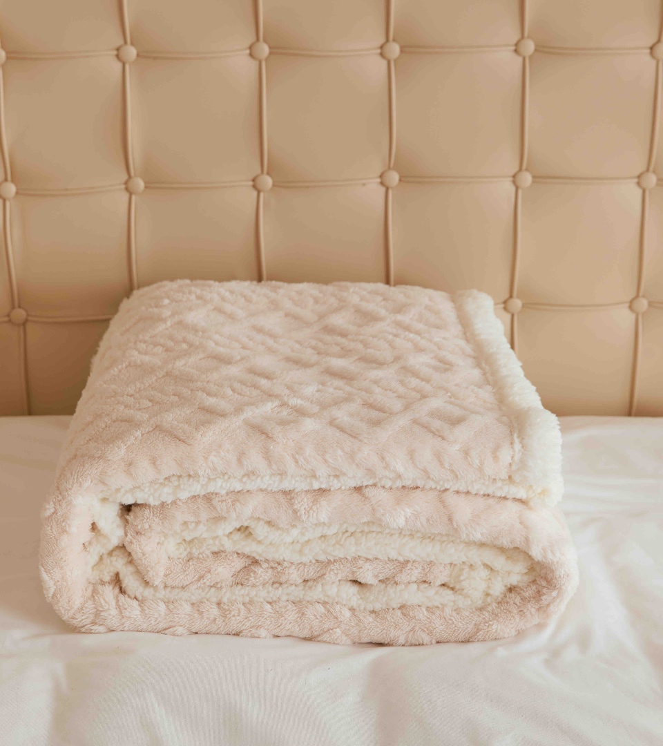 Patura CoCoLiNo tip Tricotaj cu blanita, 200x230cm, Jojo Home, Crem - 2 | YEO