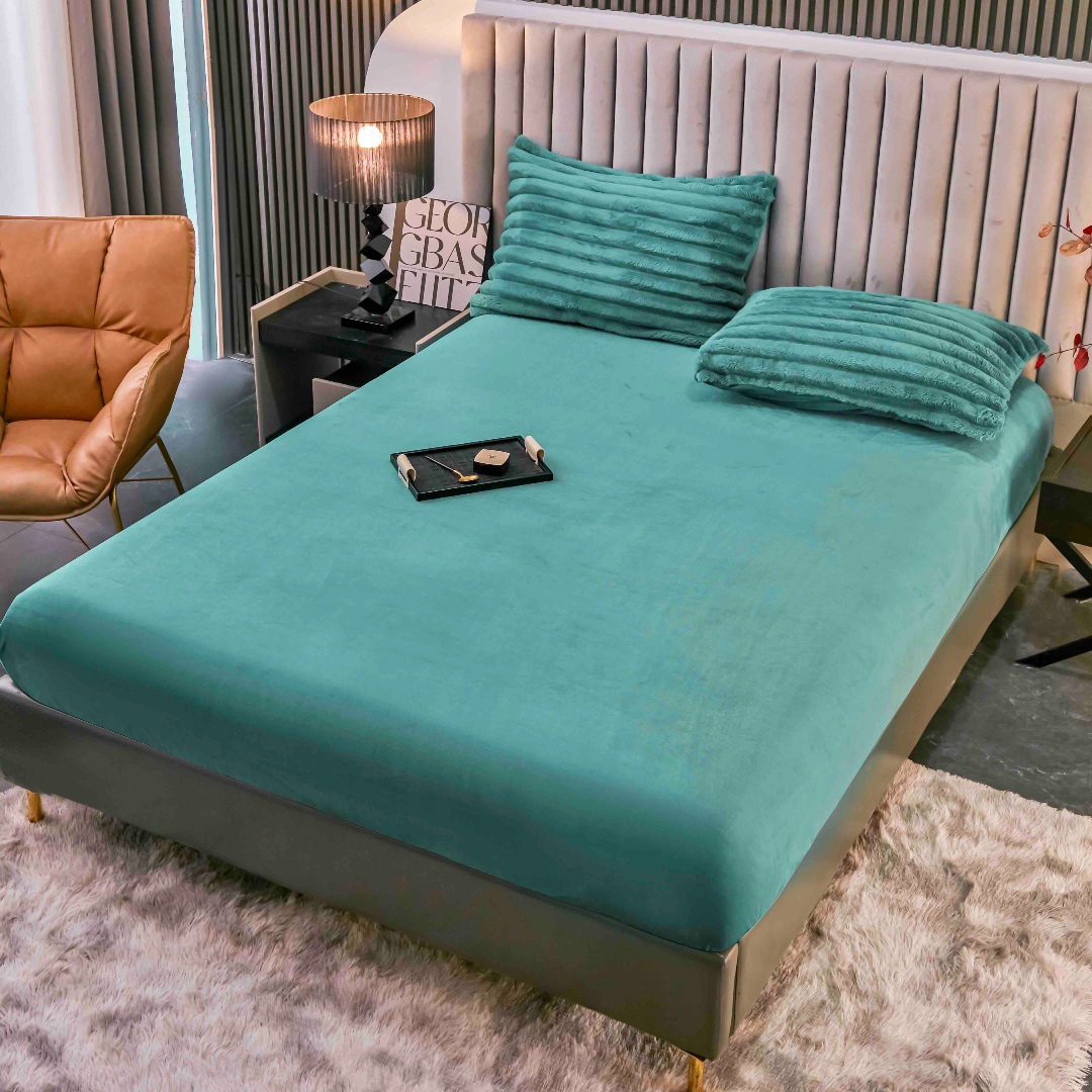 Lenjerie Deluxe, Jojo Home, 4 Piese, Blanita Shorthair si CoCoLiNo, cu Elastic Perimetral, Verde - 3 | YEO