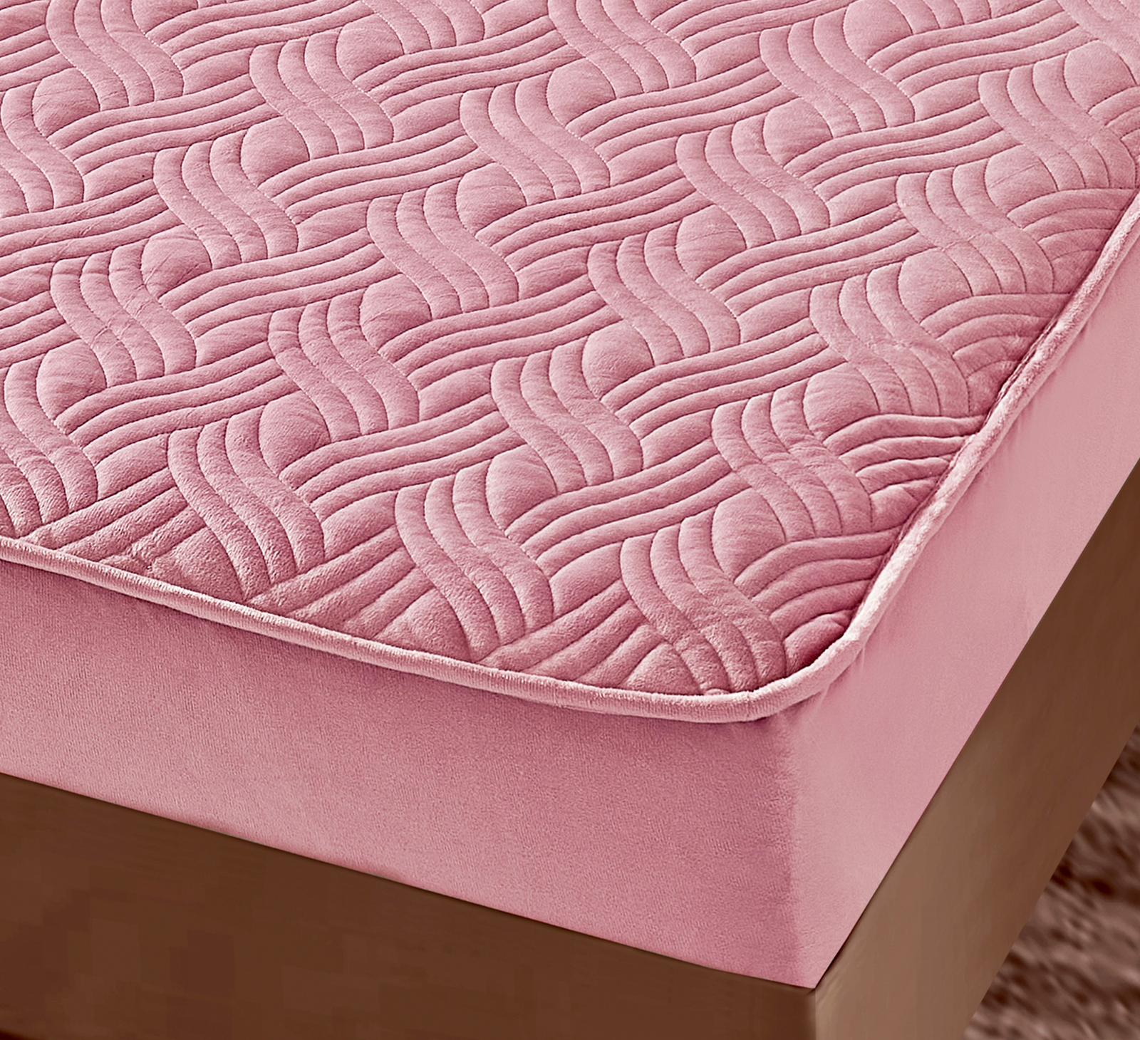 Husã matlasatã tip topper din catifea, 160x200cm + 2 fete de perna 50x70cm, Lila - 2 | YEO