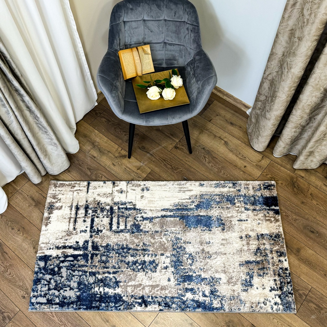 Covor Modern, Elegant, 160x230cm, gros si pufos, SHINNY V3, Albastru/Gri/Alb - 1 | YEO