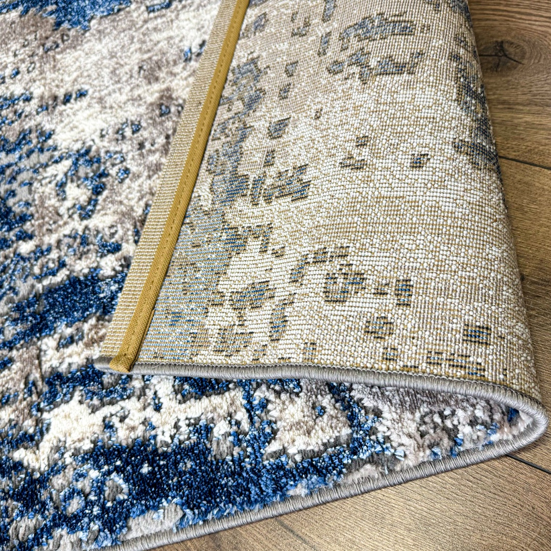 Poze Covor Modern, Elegant, 300x400cm, gros si pufos, SHINNY V3, Albastru/Gri/Alb cumparamisim.ro