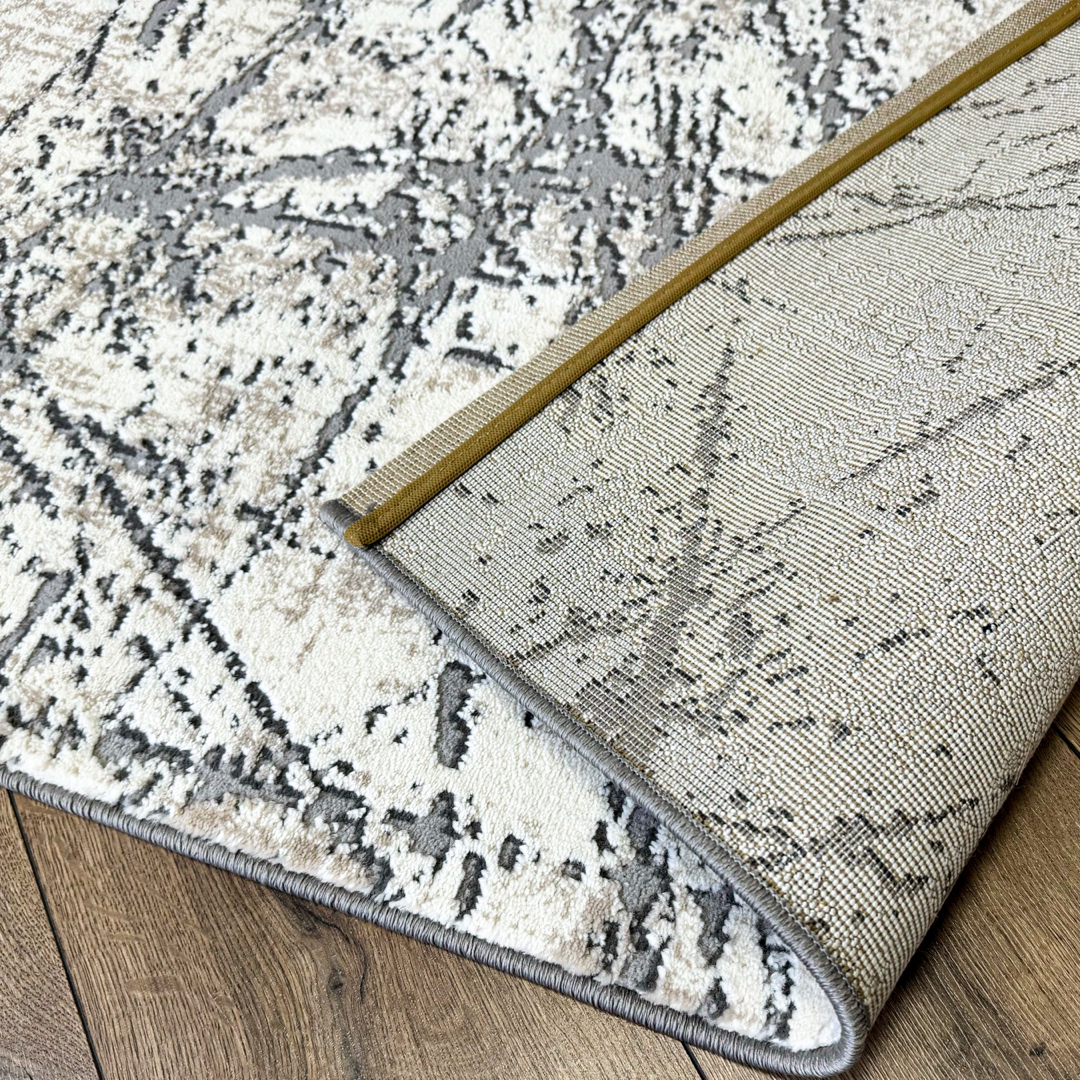 Poze Covor Modern, Elegant, 300x400cm, gros si pufos, SHINNY V1, Gri/Alb cumparamisim.ro