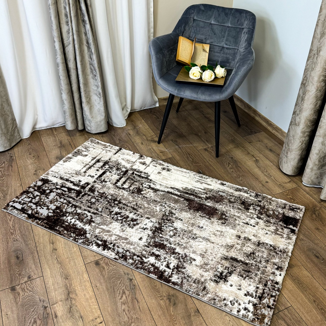 Covor Modern, Elegant, 120x180cm, gros si pufos, SHINNY V3, Maro/Gri/Alb - 2 | YEO