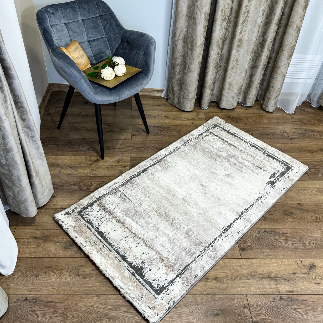 Covor Modern, Elegant, 80x300cm, gros si pufos, SHINNY V2, Gri/Alb - 3 | YEO