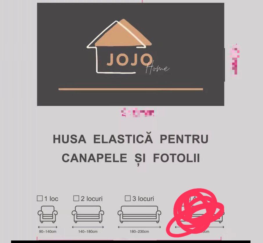 Poze Husa Elastica Pentru Canapea 3 Locuri - L - Jojo Home, Galben-Gri, forme geometrice cumparamisim.ro