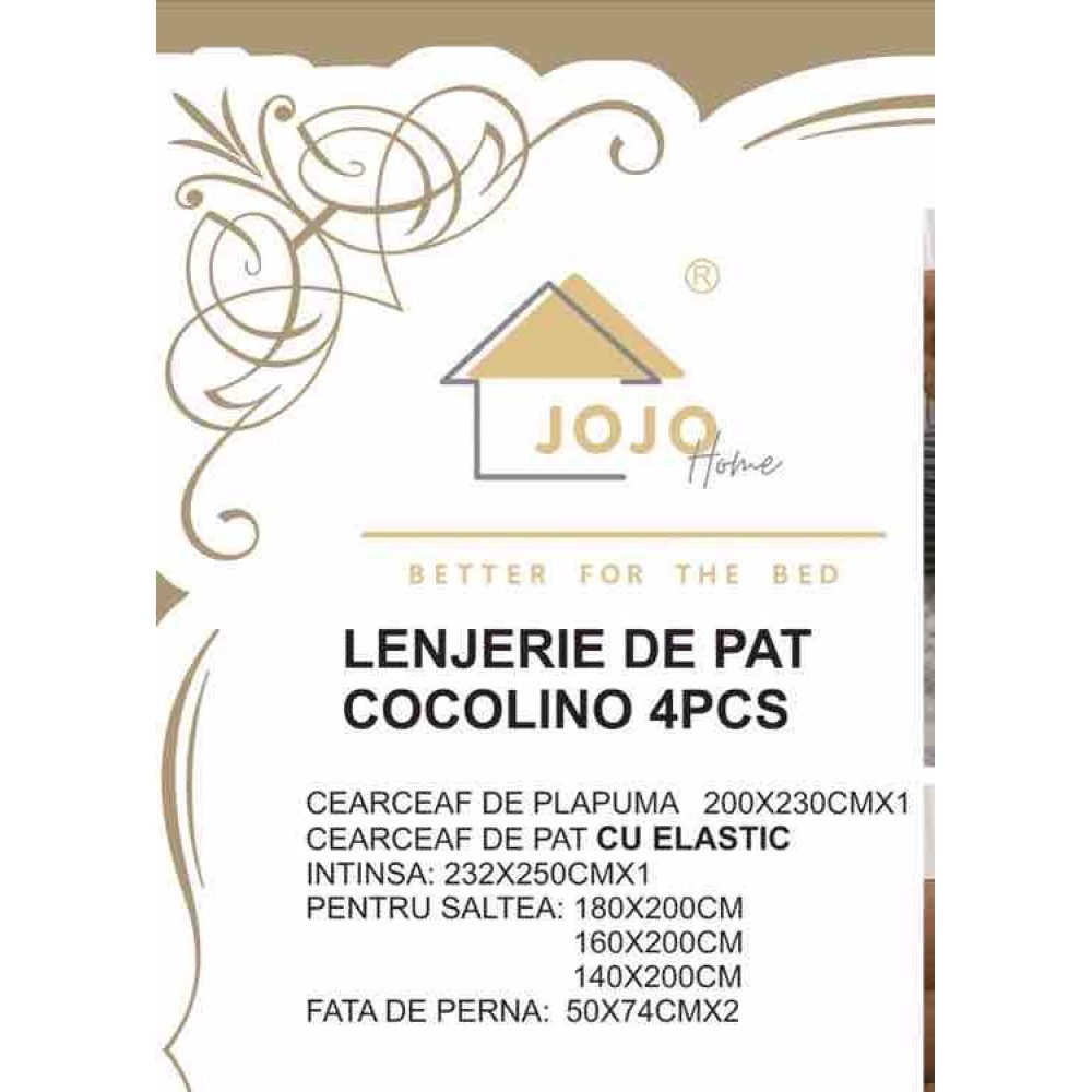 Lenjerie Deluxe, Jojo Home, 4 Piese, Blanita Shorthair si CoCoLiNo, cu Elastic Perimetral, Verde Smarald – imagine 6