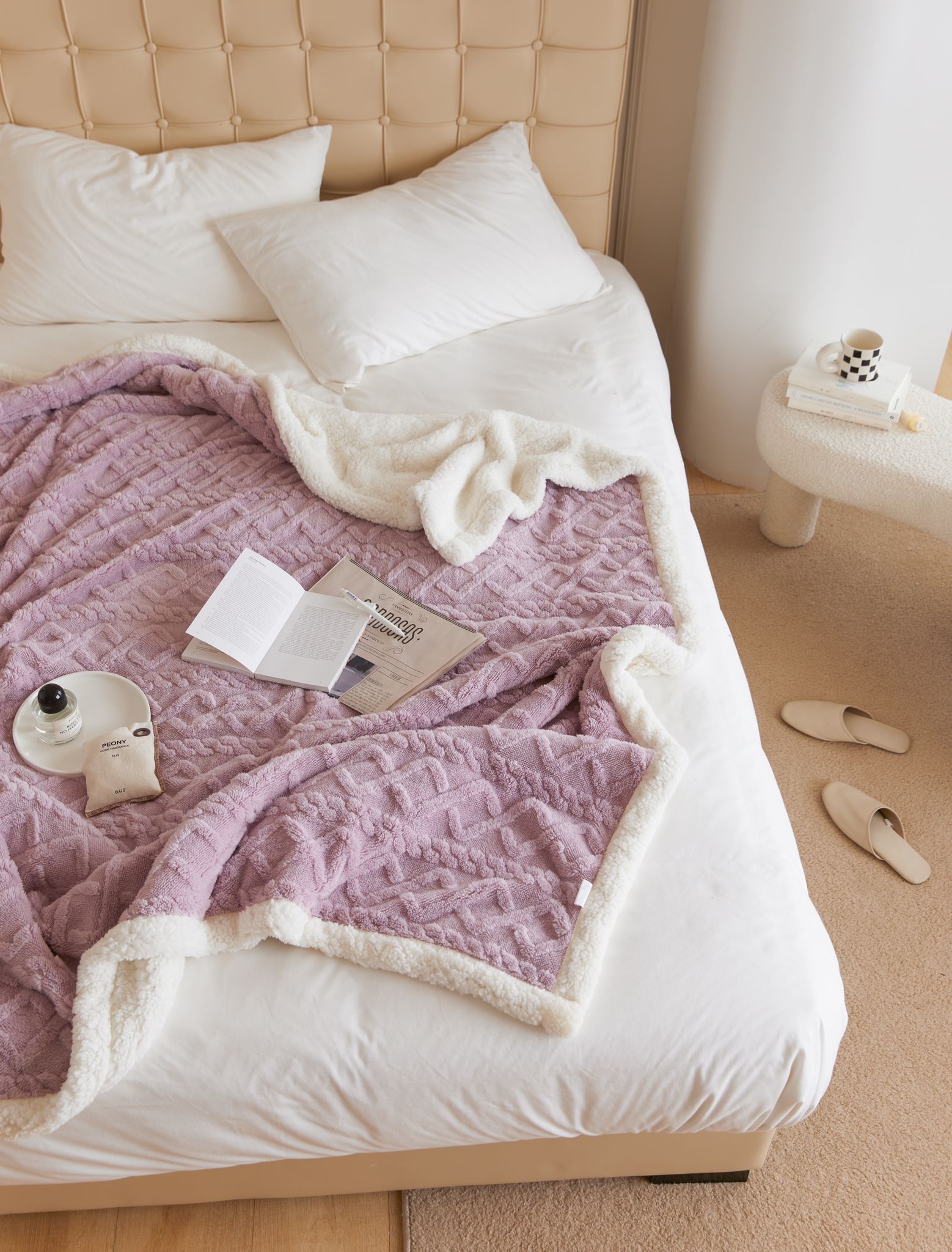 Poze Patura CoCoLiNo tip Tricotaj cu blanita, 200x230cm, Jojo Home, Lila cumparamisim.ro