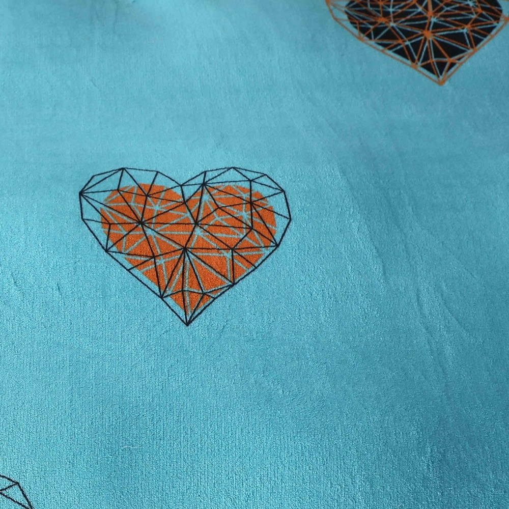 Poze Lenjerie pat dublu, Super Pufoasa COCOLINO, 4 piese, Bleu, inimioare cumparamisim.ro