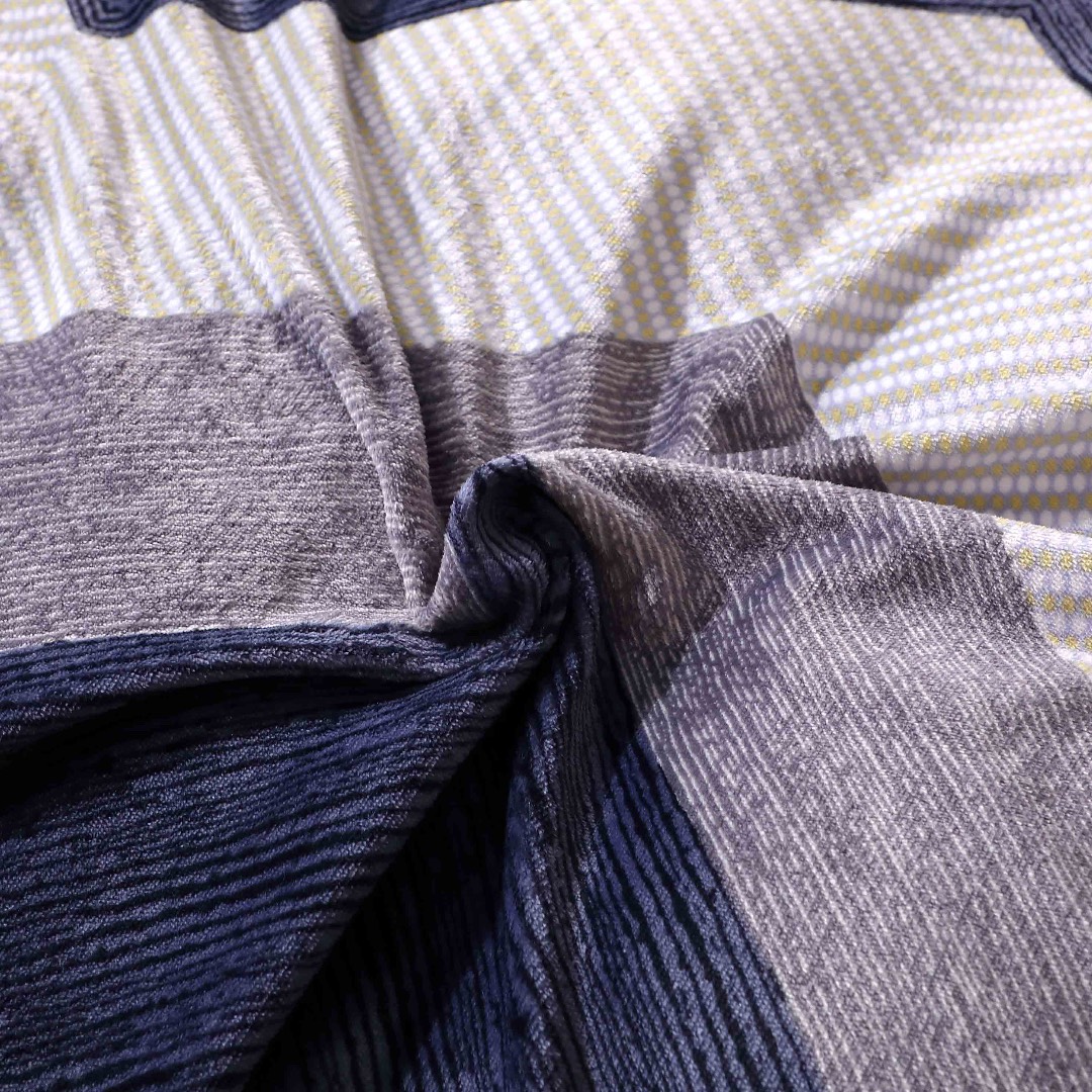 Lenjerie pat dublu, Super Pufoasa COCOLINO, 4 piese, Bleumarin, Gri, Zig-Zag - imagine 8