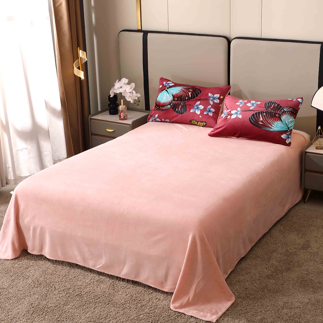 Poze Lenjerie pat dublu, Super Pufoasa COCOLINO, 4 piese, Grena, Fluturi cumparamisim.ro