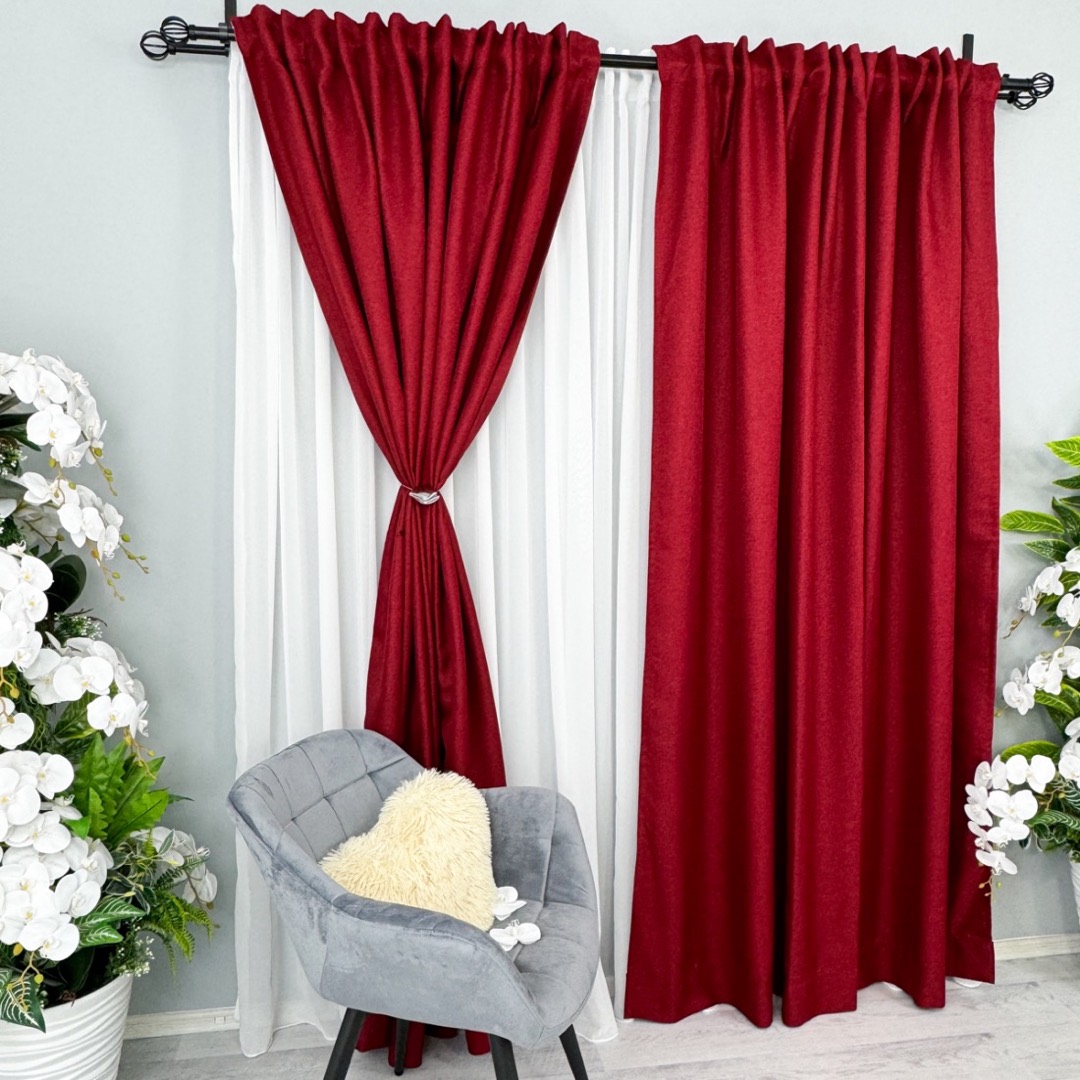 Poze Draperie HoReCa TEXTURATA tip IN, 140cm latime x 260cm inaltime, cu TIV LAT, Rosu cumparamisim.ro