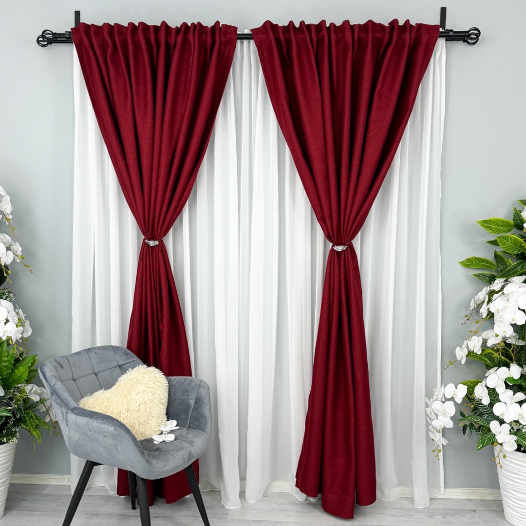 Poze Draperie HoReCa TEXTURATA tip IN, 140cm latime x 260cm inaltime, cu TIV LAT, Rosu cumparamisim.ro