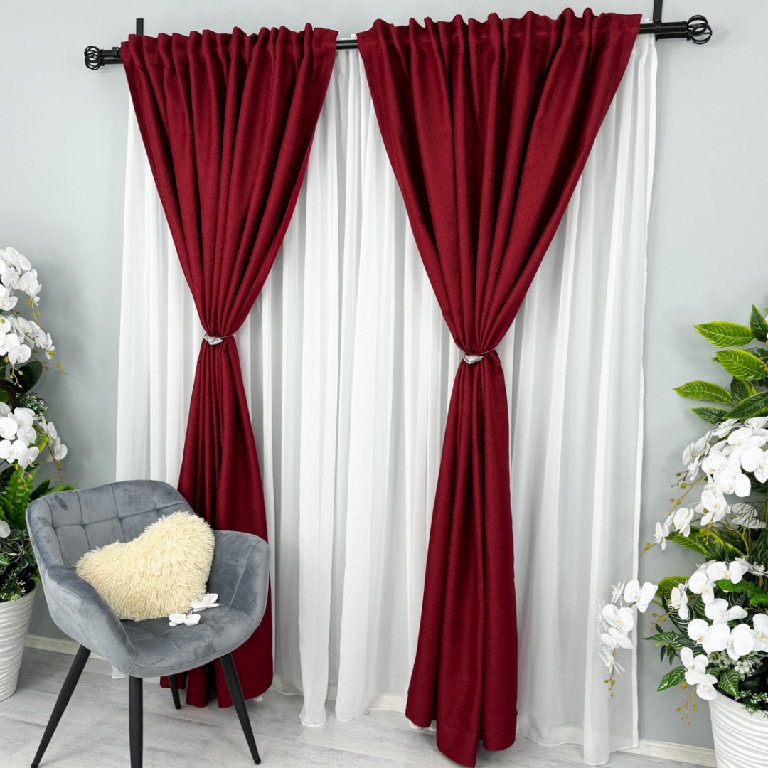 Poze Draperie HoReCa TEXTURATA tip IN, 140cm latime x 260cm inaltime, cu TIV LAT, Rosu cumparamisim.ro