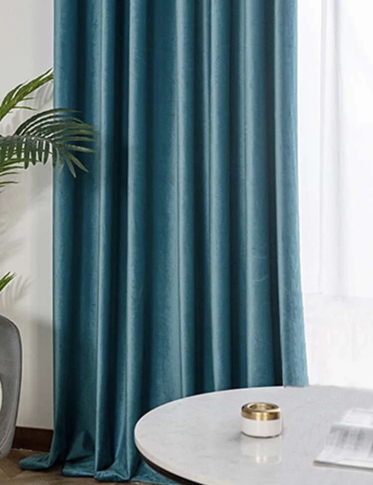 Poze Set 2 Draperii Blackout 80%, din Catifea, Turquoise, 140cm latime x 260cm inaltime, cu tiv lat pt bara cumparamisim.ro