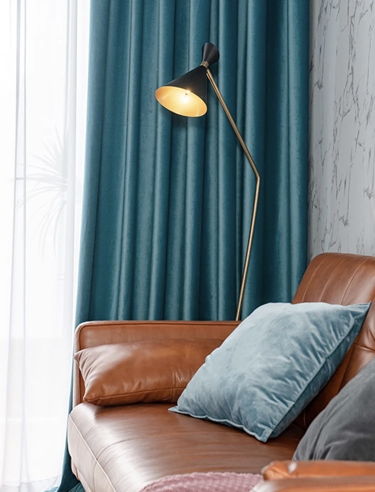 Poze Set 2 Draperii Blackout 80%, din Catifea, Turquoise, 140cm latime x 260cm inaltime, cu tiv lat pt bara cumparamisim.ro