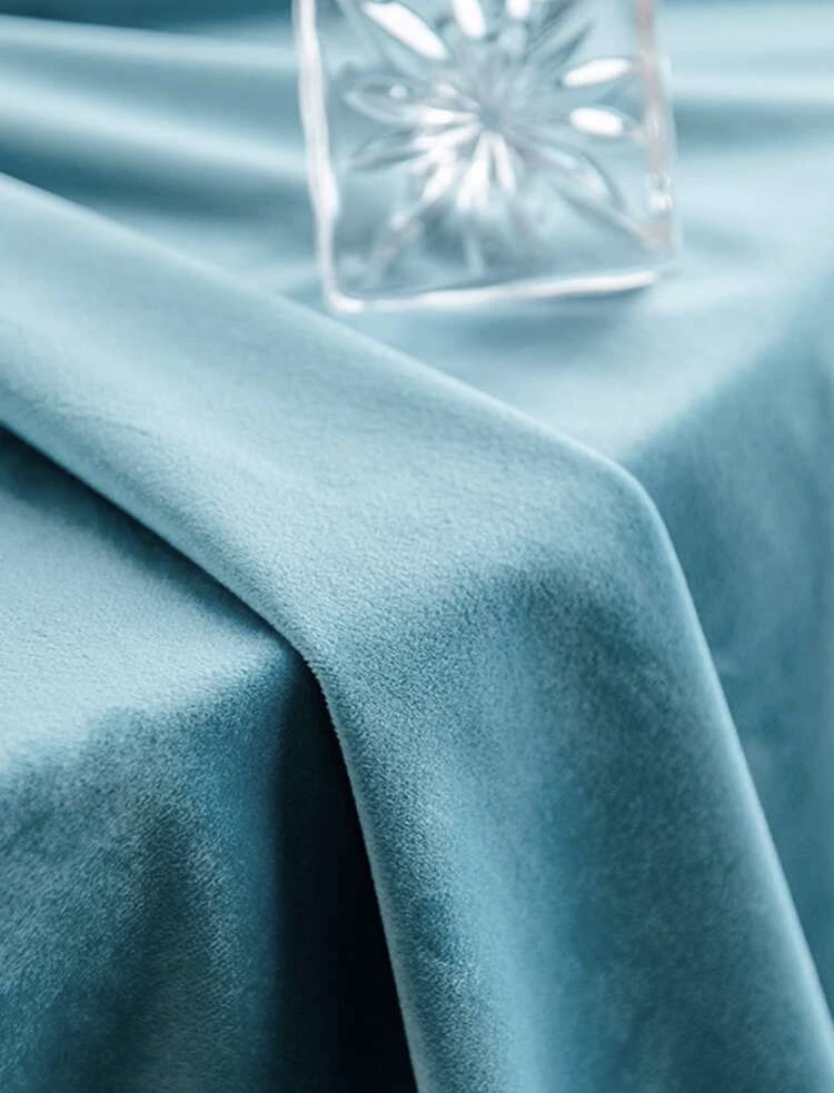 Poze Set 2 Draperii Blackout 80%, din Catifea, Turquoise, 140cm latime x 260cm inaltime, cu tiv lat pt bara cumparamisim.ro