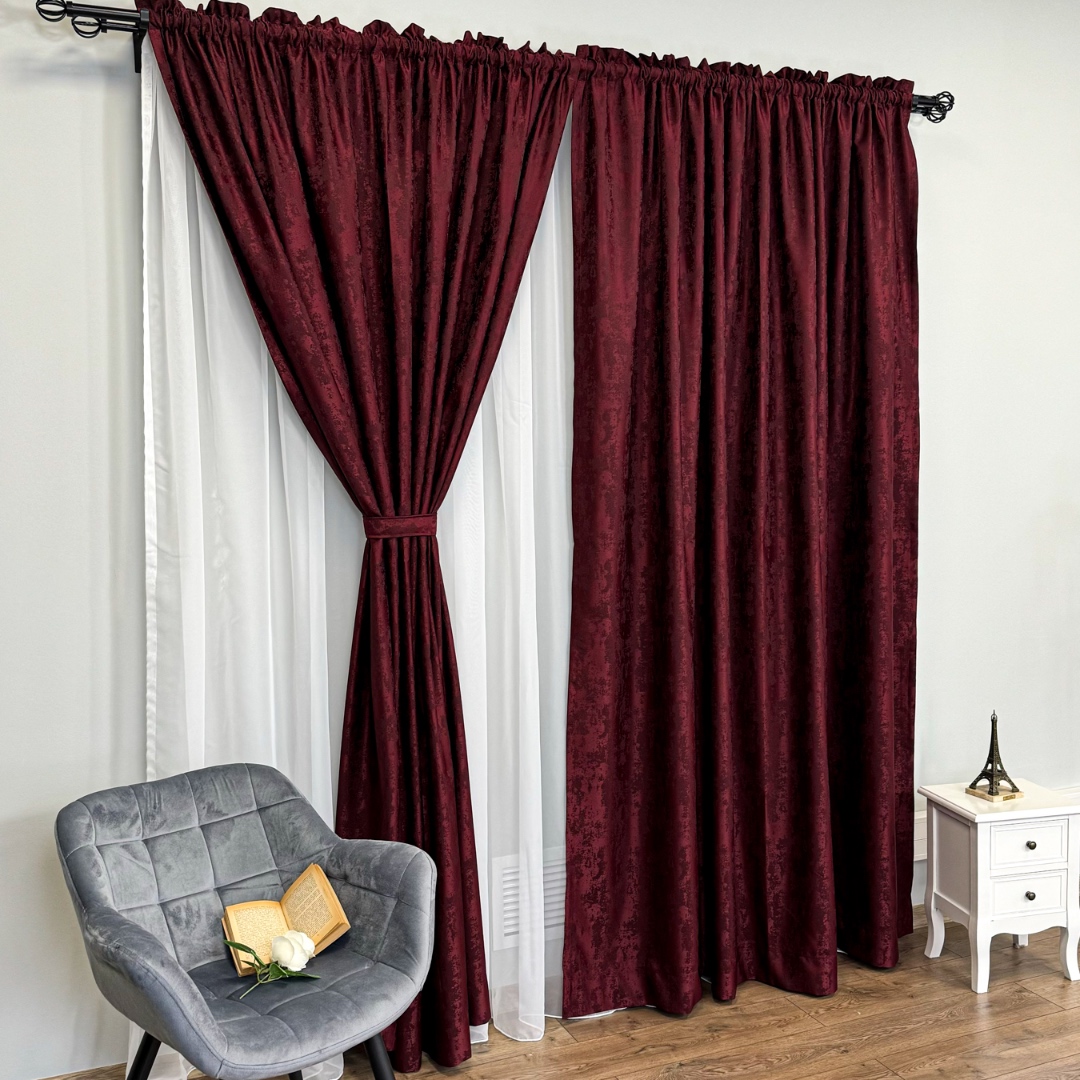 Poze Set 2 Draperii din Jacquard model Nisip, 140cm latime x 260cm inaltime, cu TIV LAT, VISINIU cumparamisim.ro