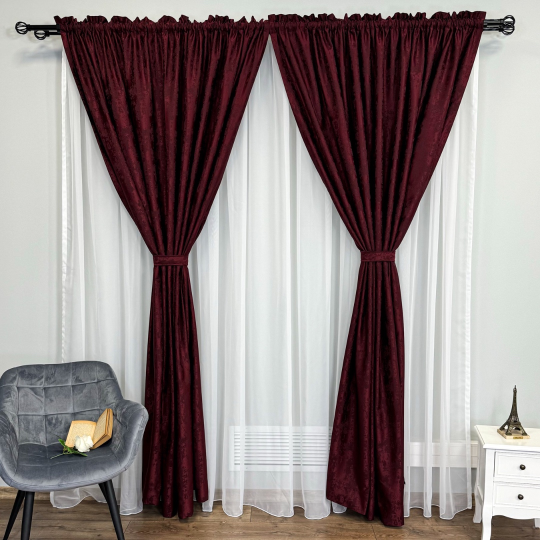 Poze Set 2 Draperii din Jacquard model Nisip, 140cm latime x 260cm inaltime, cu TIV LAT, VISINIU cumparamisim.ro