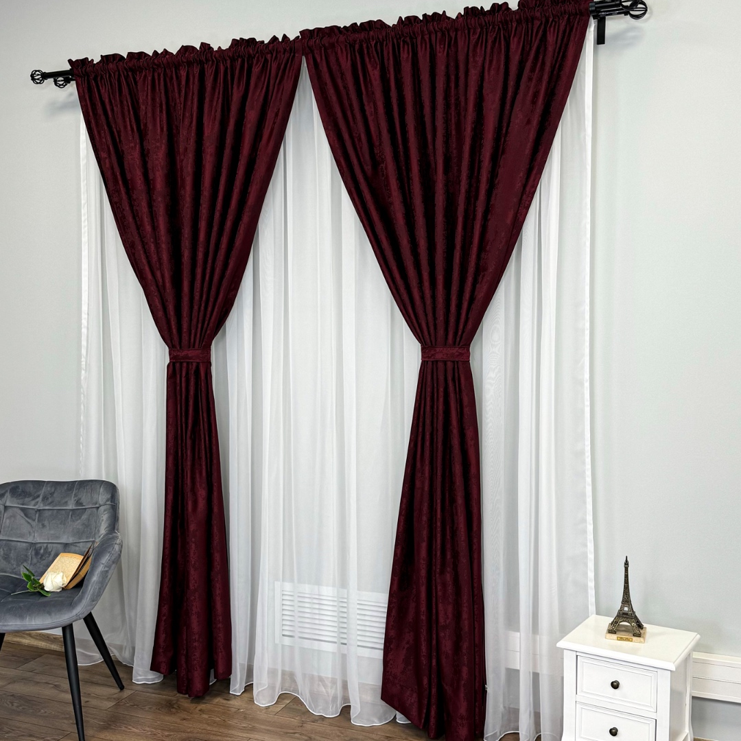 Poze Set 2 Draperii din Jacquard model Nisip, 140cm latime x 260cm inaltime, cu TIV LAT, VISINIU cumparamisim.ro