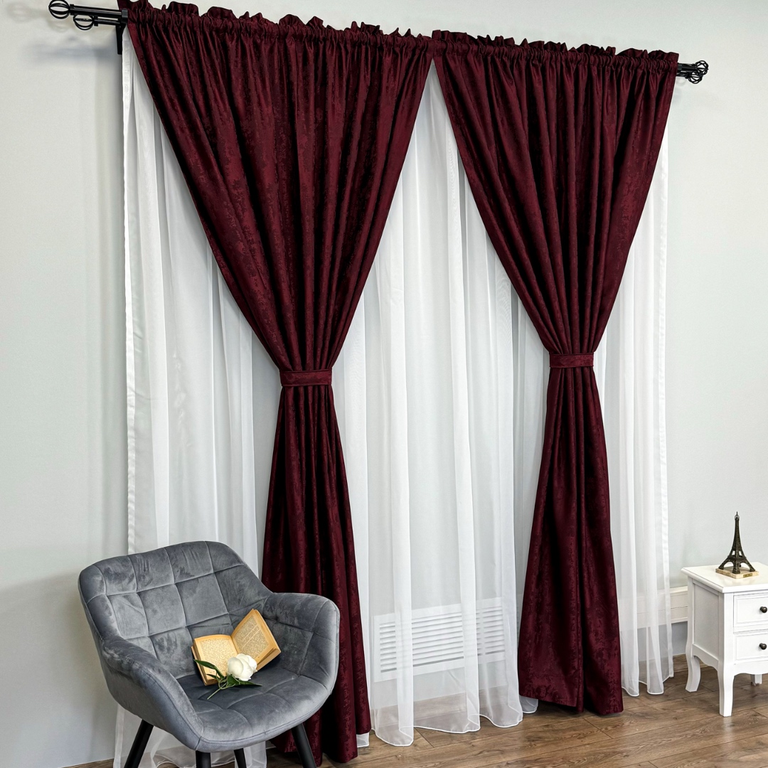 Poze Set 2 Draperii din Jacquard model Nisip, 140cm latime x 260cm inaltime, cu TIV LAT, VISINIU cumparamisim.ro