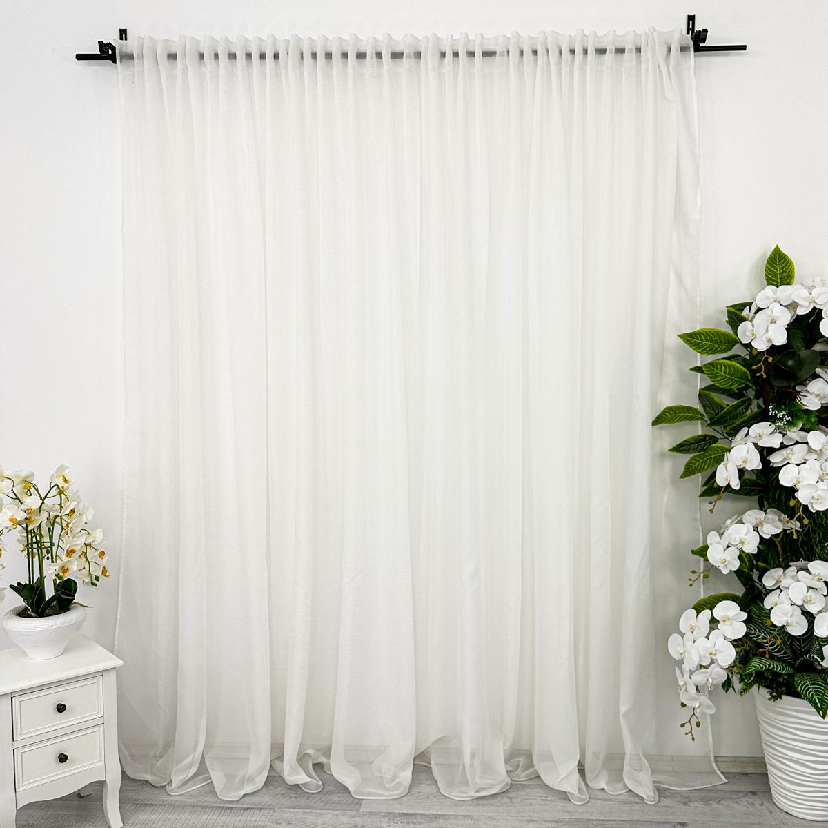 Poze Perdea simpla din matase Jorjet, Ivoire, 140cm latime x 260cm inaltime, cu rejansa pt bara cumparamisim.ro