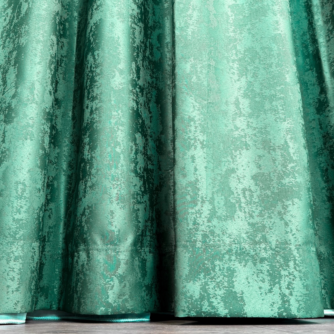 Poze Set 2 Draperii din Jacquard model Nisip, 140cm latime x 260cm inaltime, cu TIV LAT, VERDE cumparamisim.ro