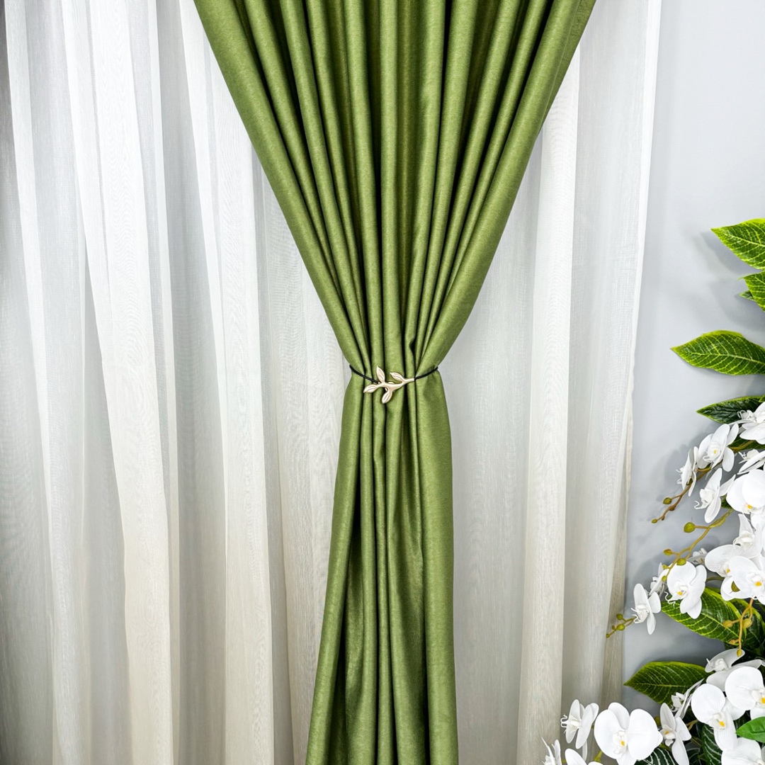 Poze Set 2 Draperii Soft Touch, cu Aspect Fin si Tenta Satinata, 140cm latime x 260cm inaltime, cu TIV LAT, Verde Olive cumparamisim.ro