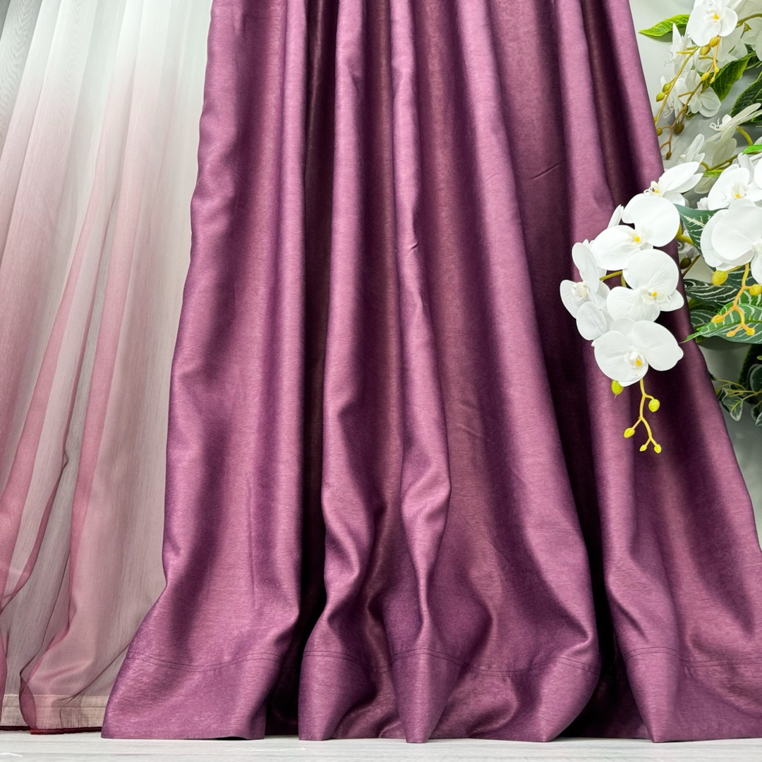 Poze Set 2 Draperii Soft Touch, cu Aspect Fin si Tenta Satinata, 140cm latime x 260cm inaltime, cu TIV LAT, Violet cumparamisim.ro