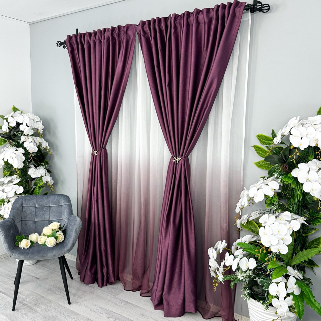 Poze Set 2 Draperii Soft Touch, cu Aspect Fin si Tenta Satinata, 140cm latime x 260cm inaltime, cu TIV LAT, Violet cumparamisim.ro