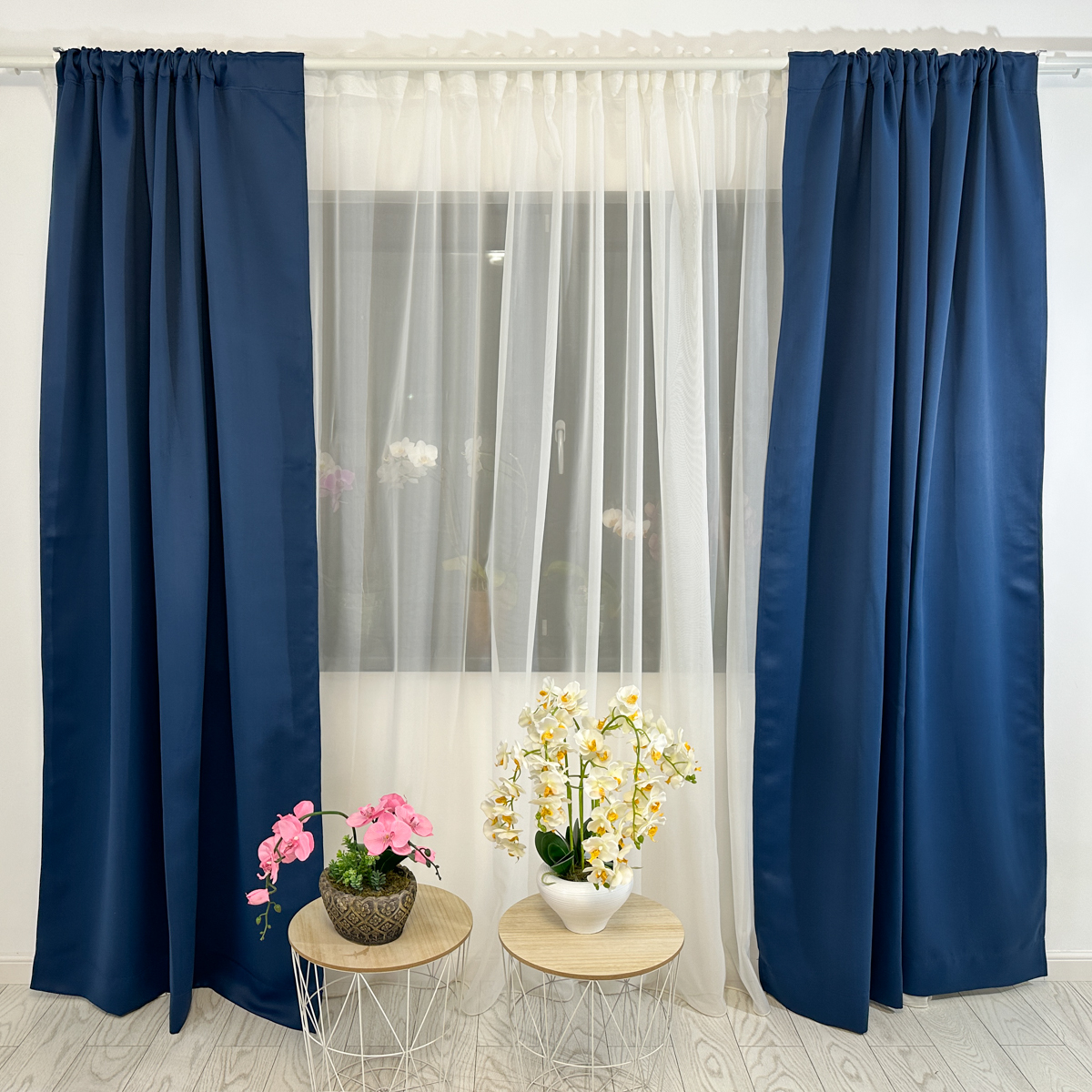 Poze Set 2 Draperii Blackout Satinata,140cm latime x 260cm inaltime, cu TIV LAT, Bleumarin cumparamisim.ro