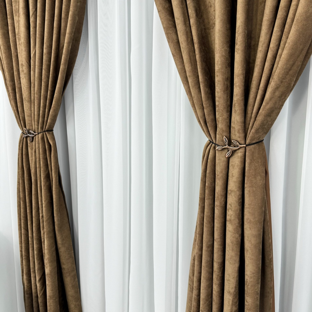 Poze Draperie Blackout 80%, din Catifea cu Broderie, 140cm latime x 260cm inaltime, cu TIV LAT, Elite V3, Maro cumparamisim.ro