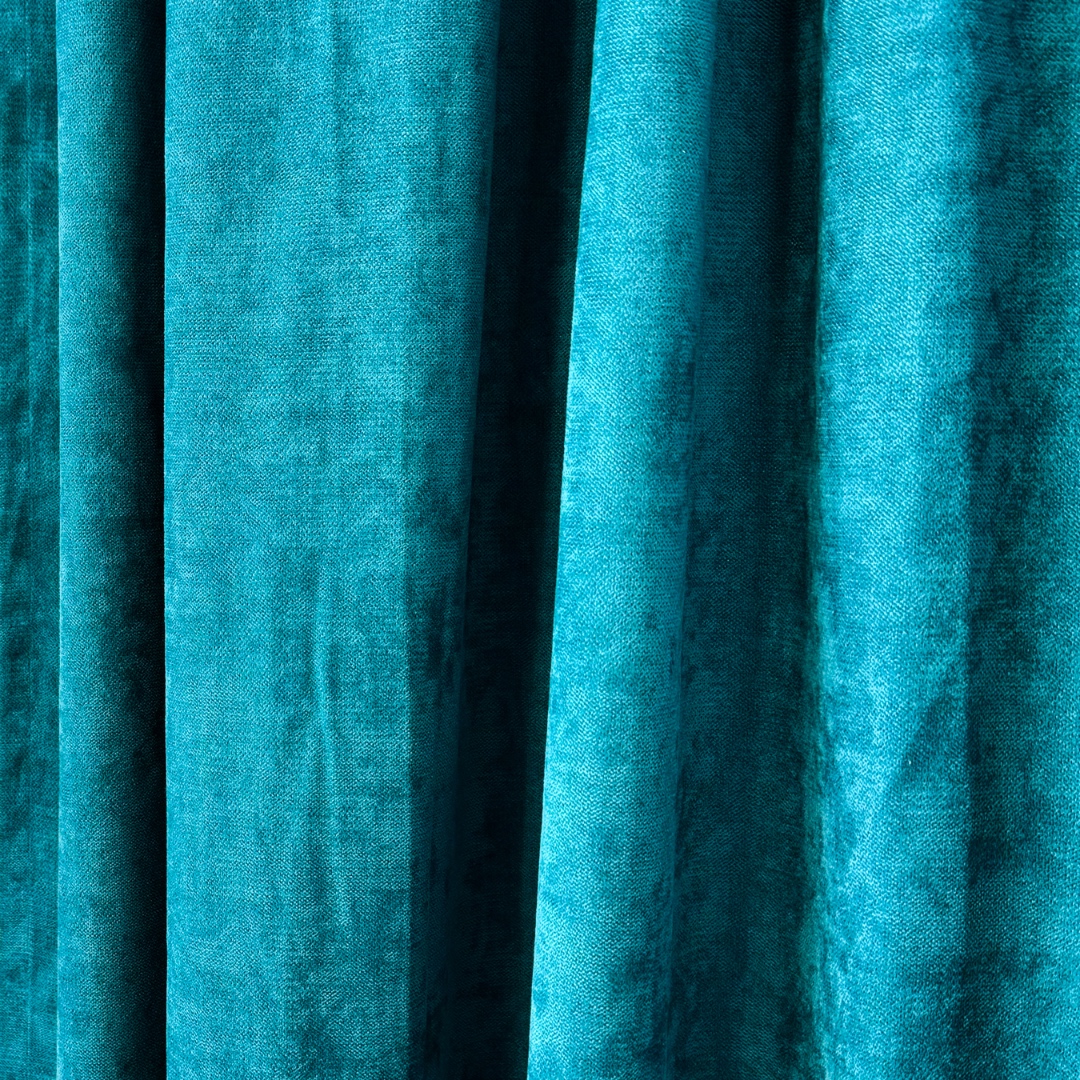 Poze Set 2 Draperii Blackout 80%, din Catifea cu Broderie, 140cm latime x 260cm inaltime, cu TIV LAT, Elite V3, Turquoise cumparamisim.ro