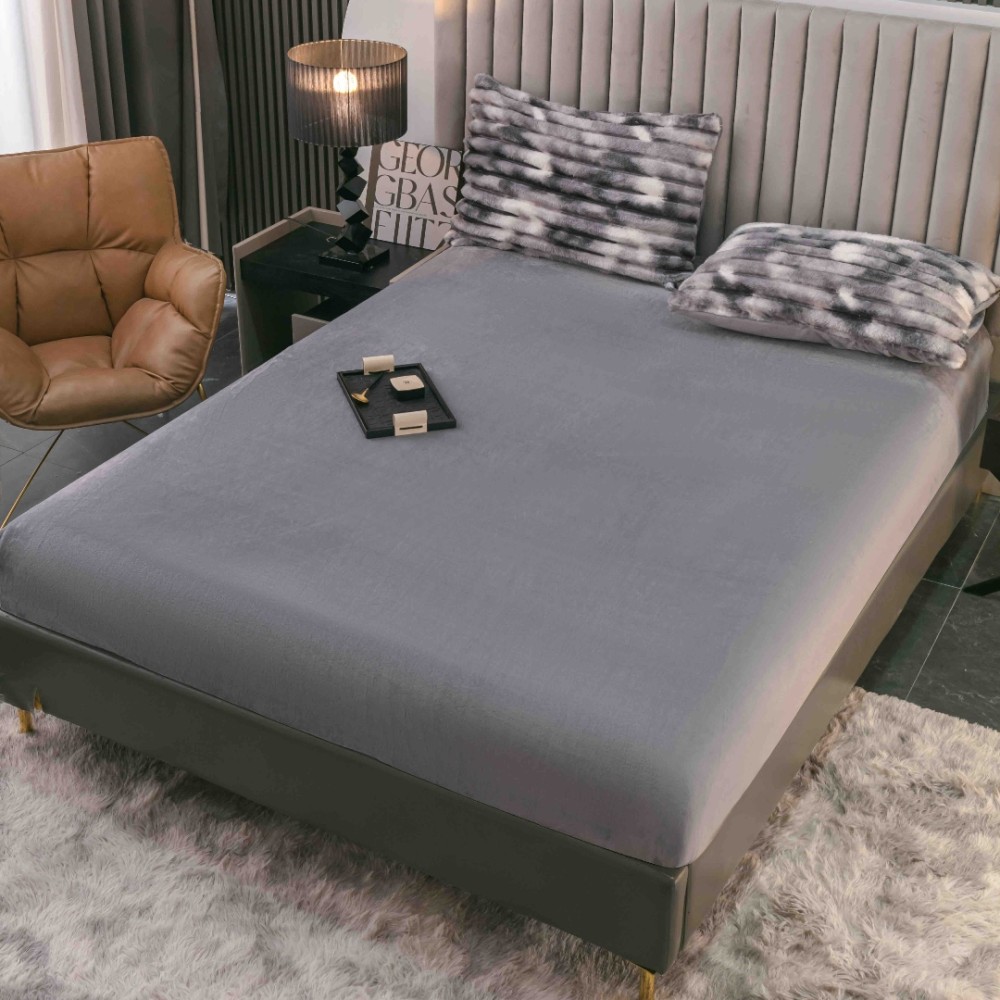 Lenjerie Deluxe, Jojo Home, 4 Piese, Blanita Shorthair si CoCoLiNo, cu Elastic Perimetral, Alb, Gri, degrade – imagine 5