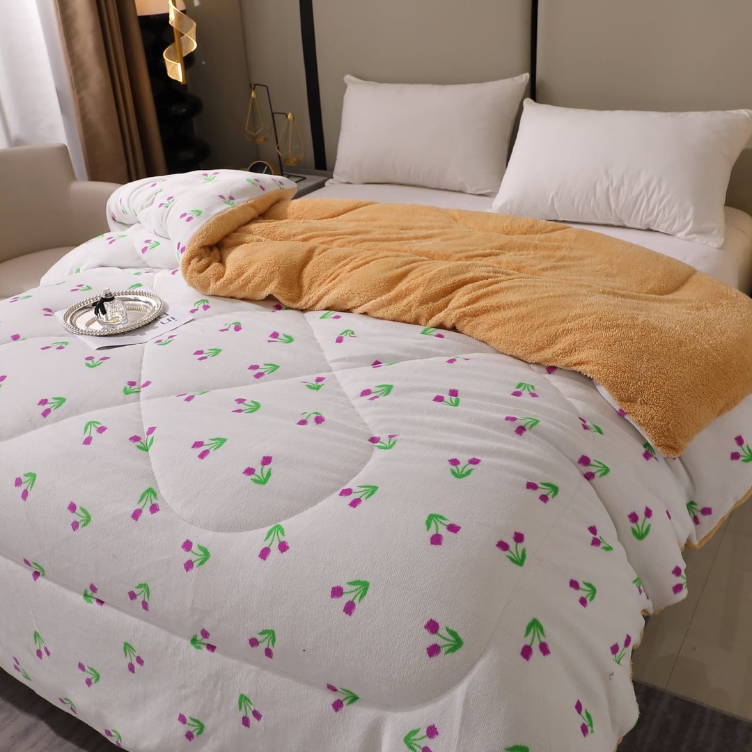 Poze Pilota Cocolino cu Blanita Bej Ultra Pufoasa, Matlasata, 200x230 cm – Caldura Instanta si Confort de Lux pentru Nopti Reci, Alb, flori cumparamisim.ro