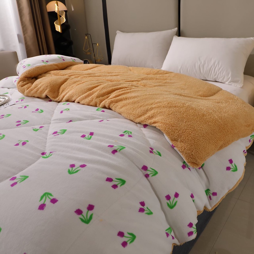 Poze Pilota Cocolino cu Blanita Bej Ultra Pufoasa, Matlasata, 200x230 cm – Caldura Instanta si Confort de Lux pentru Nopti Reci, Alb, flori cumparamisim.ro