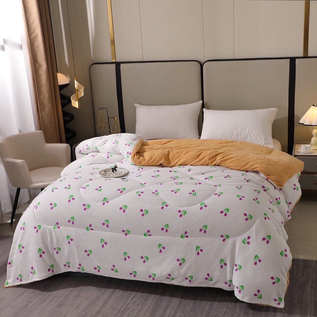 Poze Pilota Cocolino cu Blanita Bej Ultra Pufoasa, Matlasata, 200x230 cm – Caldura Instanta si Confort de Lux pentru Nopti Reci, Alb, flori cumparamisim.ro