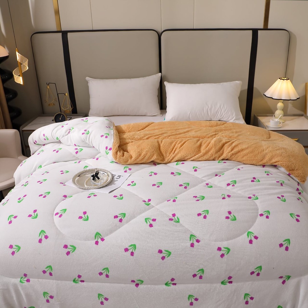 Poze Pilota Cocolino cu Blanita Bej Ultra Pufoasa, Matlasata, 200x230 cm – Caldura Instanta si Confort de Lux pentru Nopti Reci, Alb, flori cumparamisim.ro