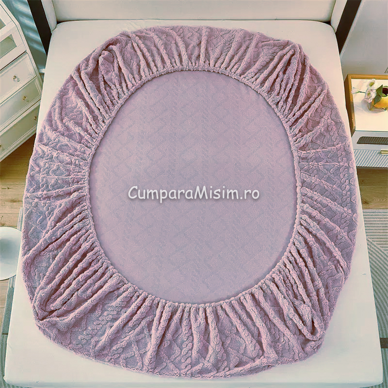 Poze Cearsaf cu elastic COCOLINO, 180x200x25cm, 2 fete de perne, Jojo Home, model Tricotat, Lila cumparamisim.ro