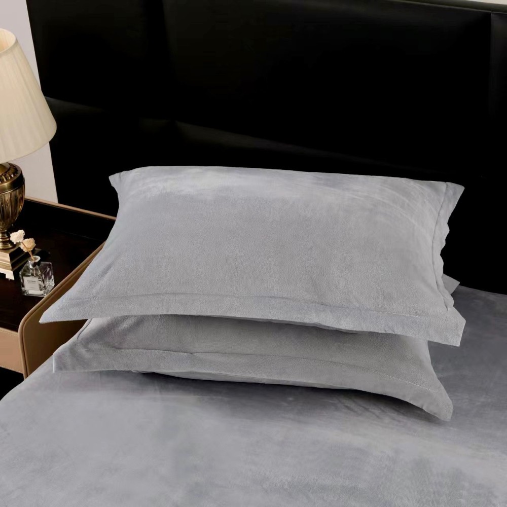 Lenjerie Luxury Pat Dublu, Jojo Home, ExtraPufoasa, din Blanita Artificiala tip Iepure, 6 piese, Gri deschis – imagine 8
