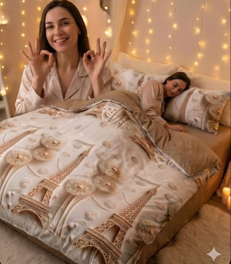 Poze Lenjerie pat dublu, bumbac satinat, cearsaf clasic, 4 piese, Gri, Paris cumparamisim.ro