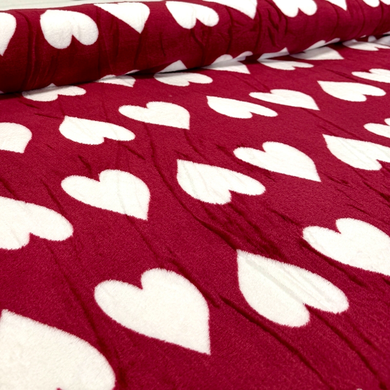 Poze Patura pufoasa cocolino 200x230cm, 240g/mp, Rosu, Inimi Albe cumparamisim.ro