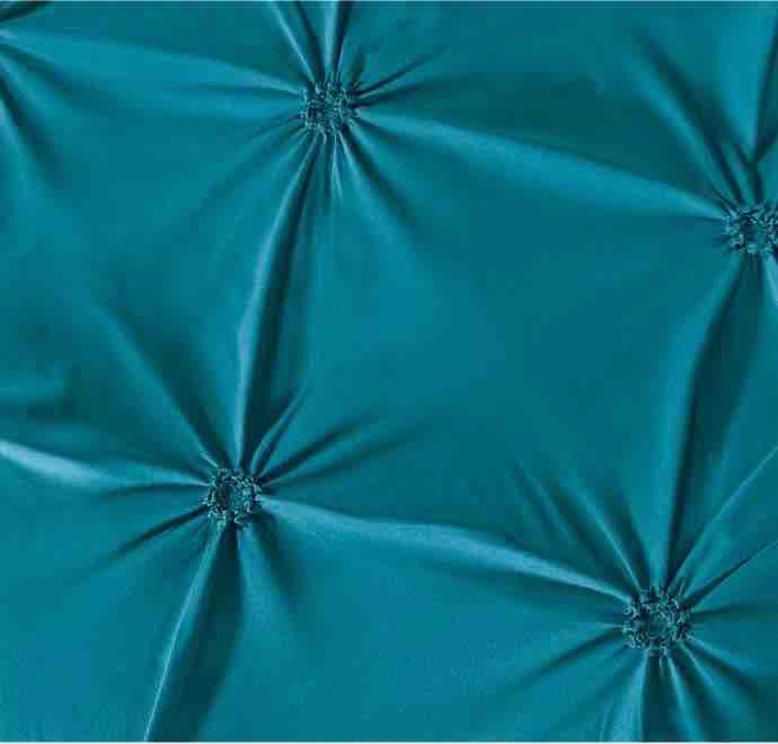 Lenjerie de Pat Premium, JOJO HOME,  Finet cu Pliuri Brodate, 6 Piese, Nesifonabila si Durabila, Turquoise - imagine 2
