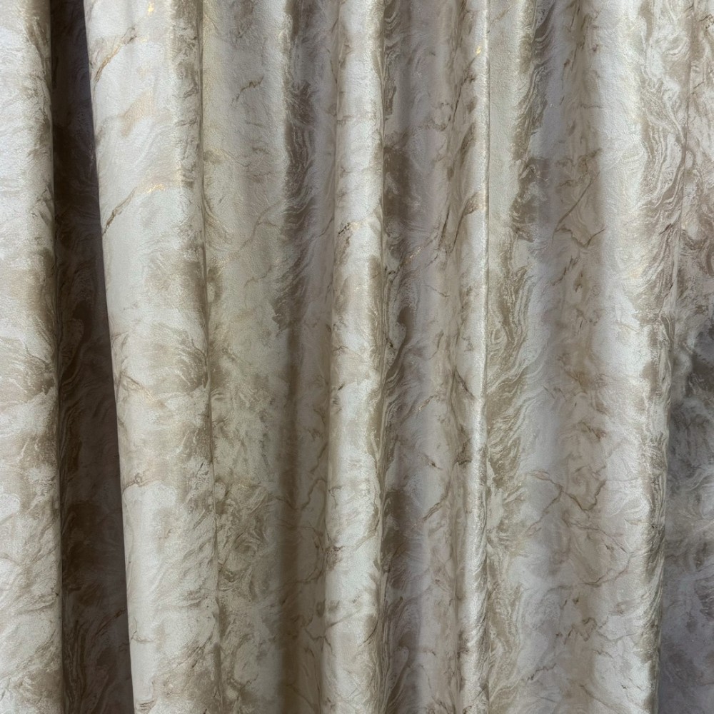 Draperie Catifea MYKONOS cu valuri rafinate aurii, 140cm latime x 260cm inaltime, cu TIV LAT, Bej - V3 – imagine 8