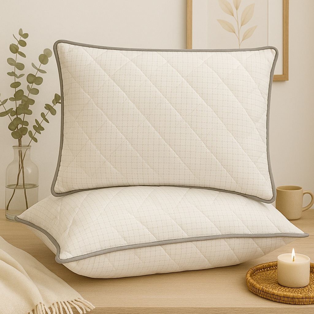 Set 2 perne Matlasate UltraSonic, dreptunghiulare 50x70 cm, Alb, Fabricate in Romania - imagine 5