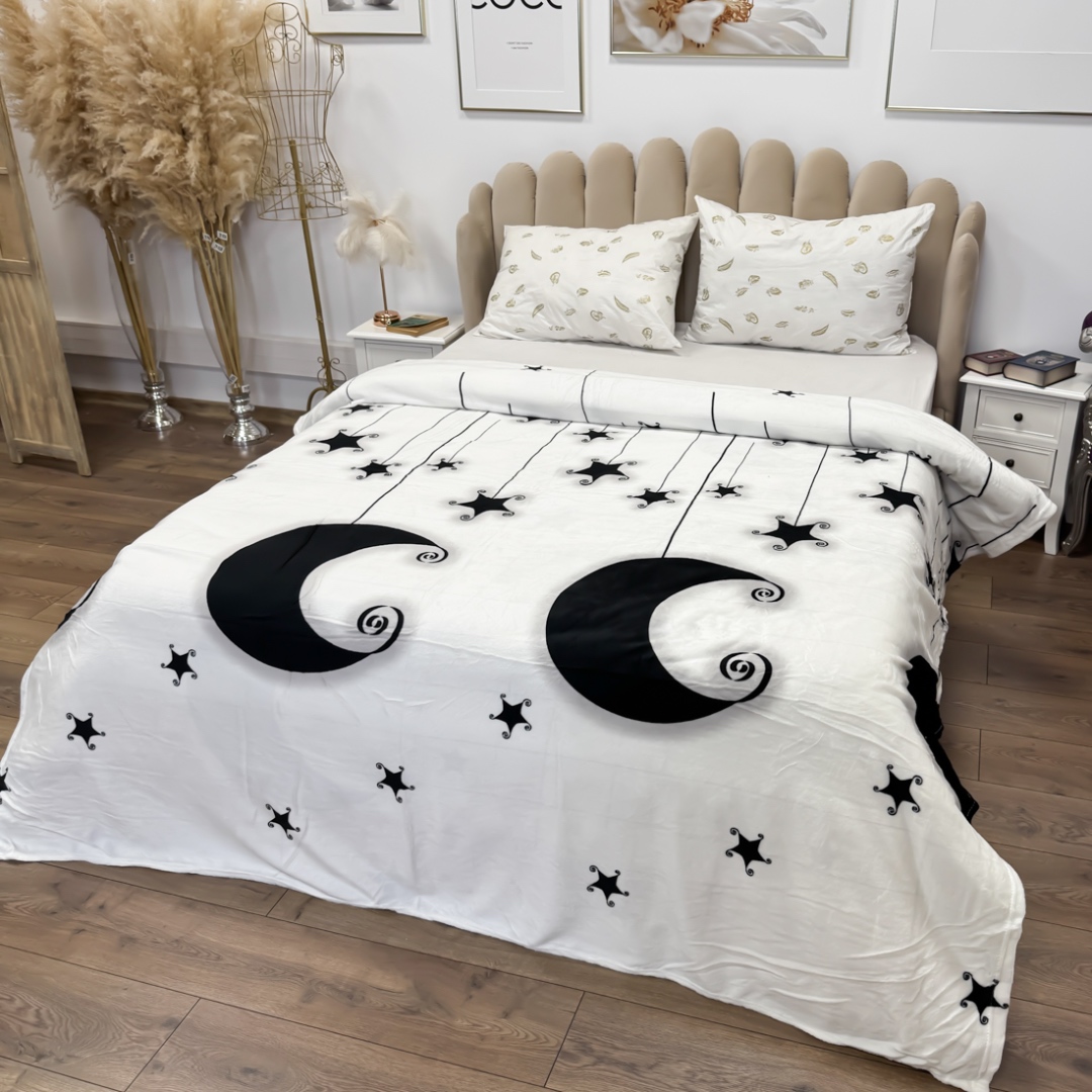 Patura Super Soft Cocolino, 200x230 cm – Rasfat absolut in zilele reci, Alb, stele, luna - view 2